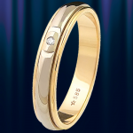 Кольцо обручальное "Фигаро" Жёлтое золото и бриллиант